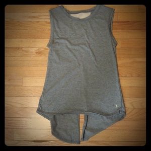 Gray open back athletic muscle tank